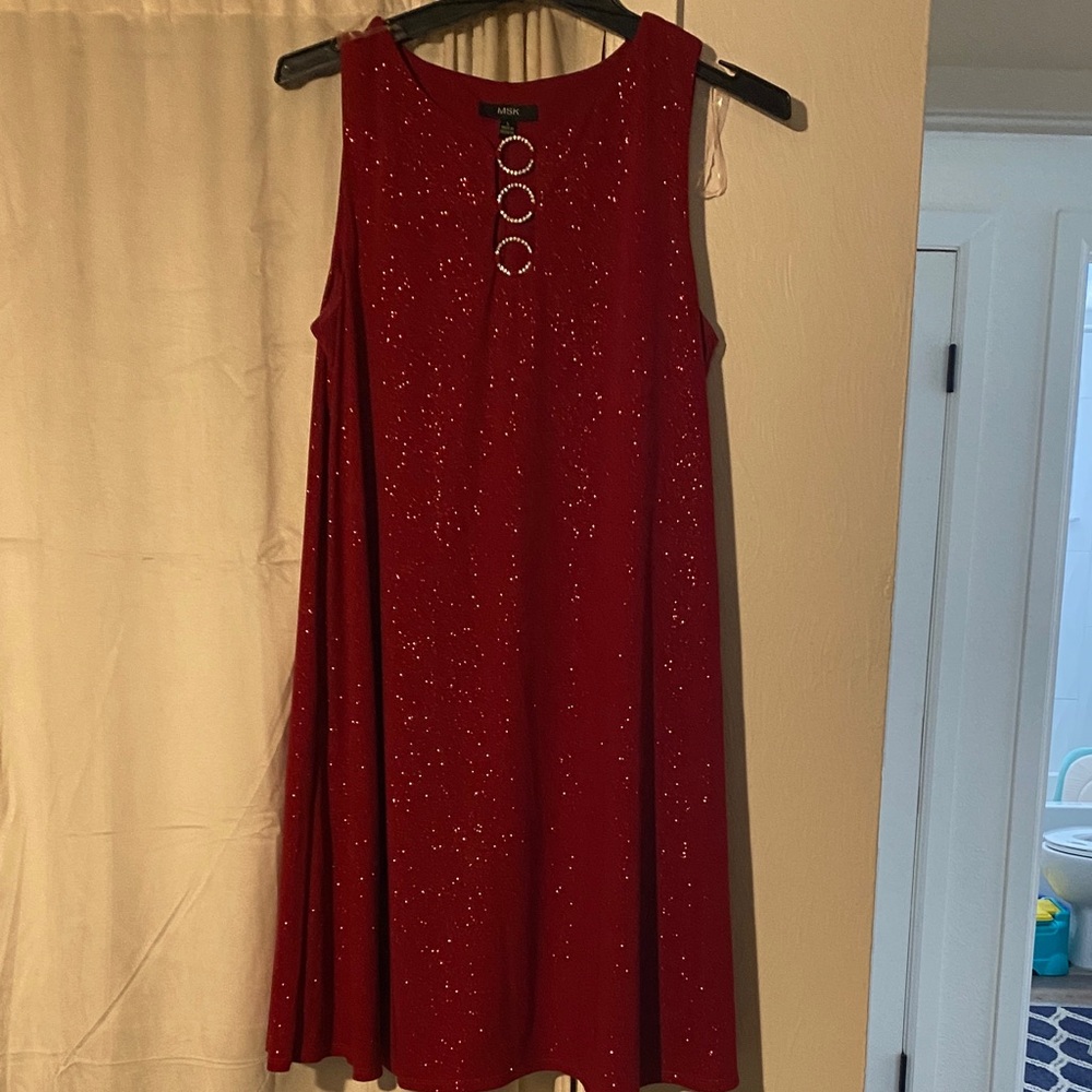 MSK Red Sleeveless Dress with Sparkle Detail